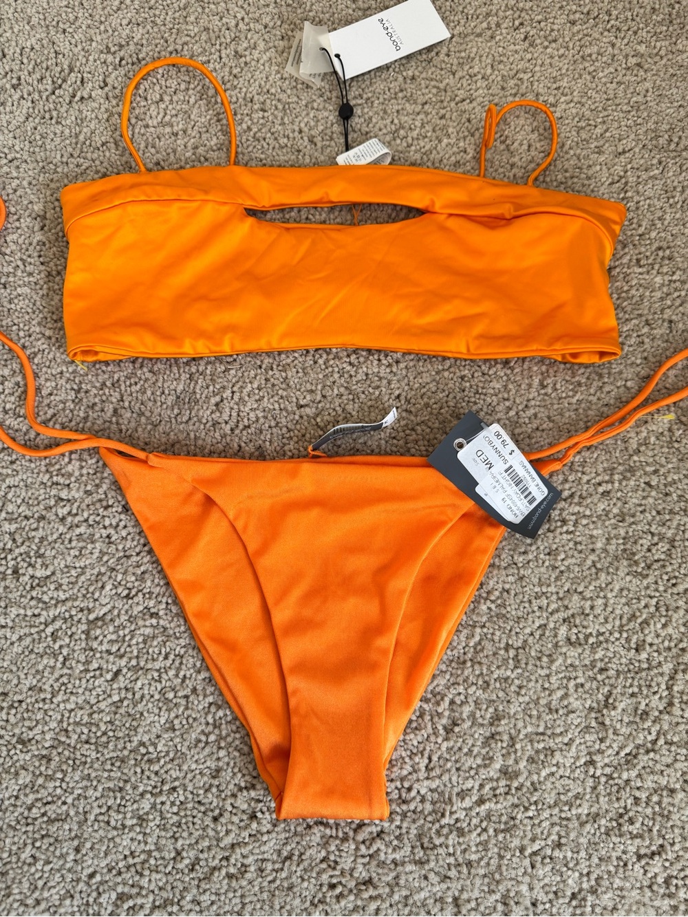 Bondeye new with tags Bandeau Bikini Set in Bright Orange. Size M
